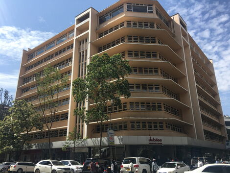 The exterior view of Jubilee Insurance Centre building in Nairobi's Central Business District (CBD). 