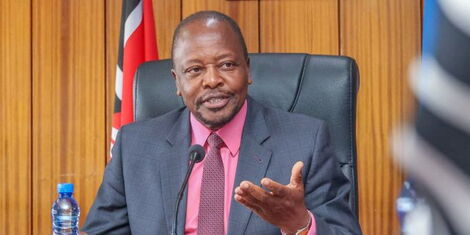 Mutahi Kagwe adressing the media