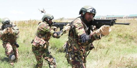 KDF officers perform a drill in a past training exercise