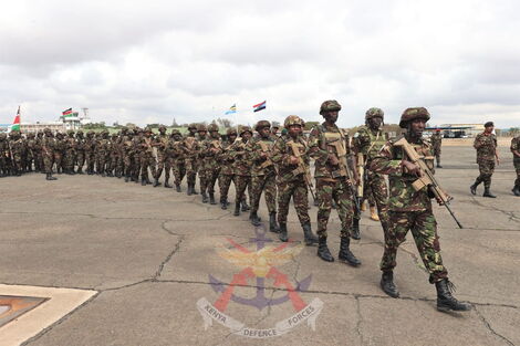 KDF soldiers being flagged off to DRC on November 12, 2022