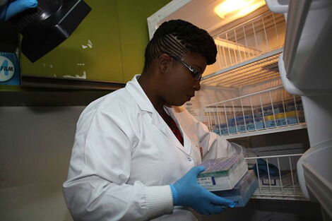 A scientist isolates wild poliovirus at the Kenya Medical Research Institute (KEMRI) in Nairobi on July 28, 2016.