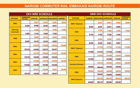 The Nairobi-Embakasi route schedule 