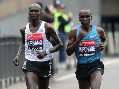 Marathoner Wilson Kipsang (left) competing against Compatriot Eliud Kipchoge.