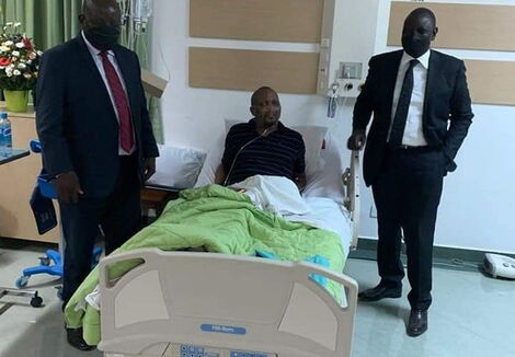 DP Ruto and mumias East MP Benjamin Washiali when they visited Moses Kuria in Hospital