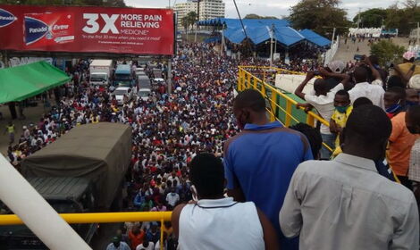 Mombasa residents during a stampede at the Likoni Ferry Channel on July 21, 2020.