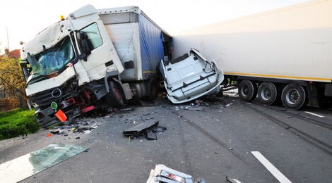 Lorry involved in an accident at the Sachang'wan black spot