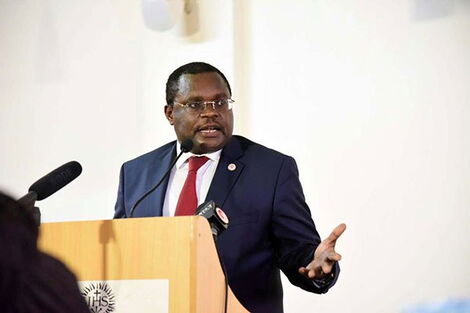 Senate Speaker Kenneth Lusaka addressing participants during an event at Hekima University College in Nairobi on May 3, 2018.