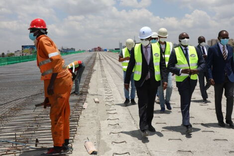  Transport CS James Macharia during an inspection tour of Nairobi Expressway on March 31, 2021. 