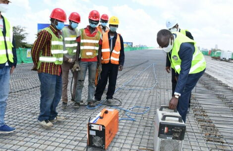 Transport CS James Macharia inspecting the Nairobi Expressway on March 31, 2021