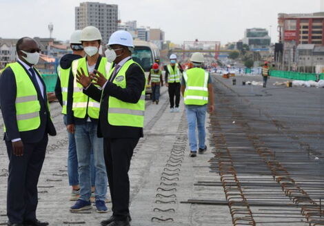 Transport CS James Macharia inspecting the Nairobi Expressway on March 31, 2021