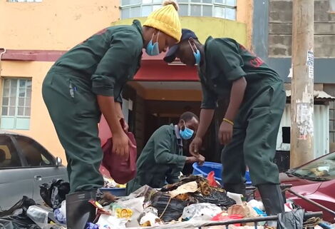 Mama Safir Garbage Collectors at work in Kasarani in Nairobi.