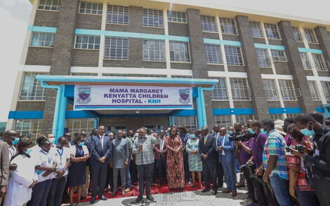 Former President Uhuru Kenyatta during the opening of Mama Margret Kenyatta Children Hospital on March 18, 2022
