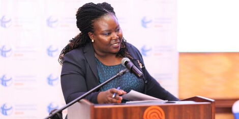 An image of Transparency International, Kenya Executive Director Sheila Masinde during the launch of their Strategic Plan 2022-2028 at Nairobi Serena Hotel on February 21, 2023.