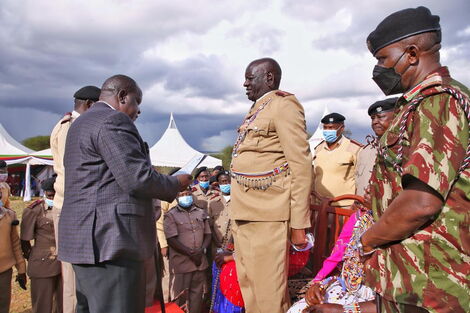 Interior CS Fred Matiang'i during the Installation of Senior Principal Chief Roika ole Shira in Kajiado County on December 15, 2021.