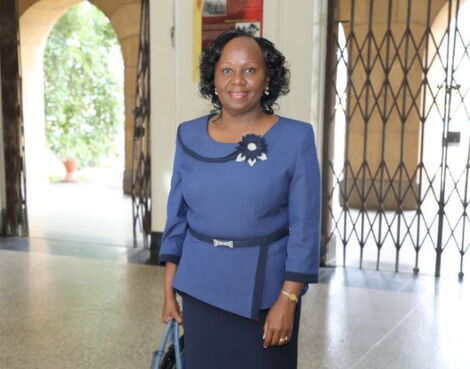 Prof. Patricia Kameri-Mbote arriving at the Supreme Court to be interviewed for the position of Chief Justice on April 13, 2021.