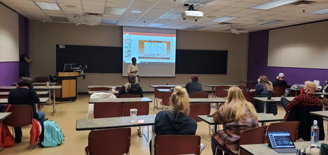 An image of Paul Otieno during a class session at the Michigan State University.