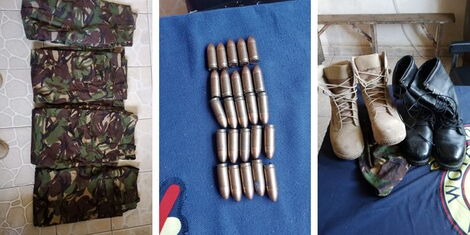 A collage of recovered ammunition by police in Embakasi on Friday, December 2, 2022.