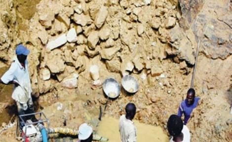 Gold miners at a site in Kakamega County