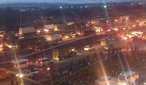 Traffic on Mombasa Road in May 2021.