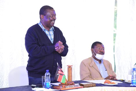 ANC Party leader Musalia Mudavadi and Bungoma Senator Moses Wetangula in a meeting with ANC and Ford Kenya MPs on June 12, 2020