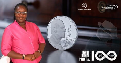 A poster announcing Esther Mureke as the recipient of the Duke of Edinburgh International Award on December 5, 2021.