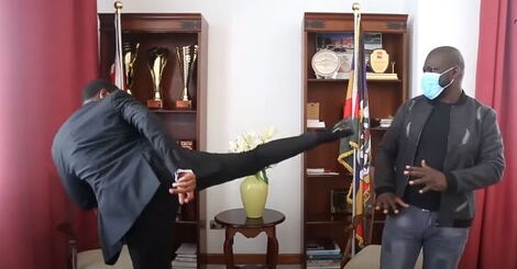 Machakos Governor Alfred Mutua showcasing his martial arts skills