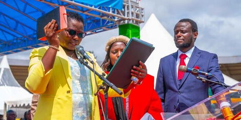 Meru Governor Kawira Mwangaza during her swearing- in Ceremony on August 26, 2022.