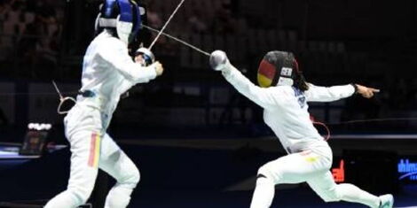 International fencer Alexander Ndolo(right) competing at a past tournament