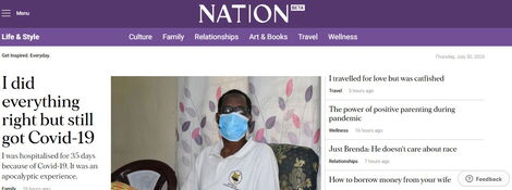 A screengrab of Nation Media's new website's layout