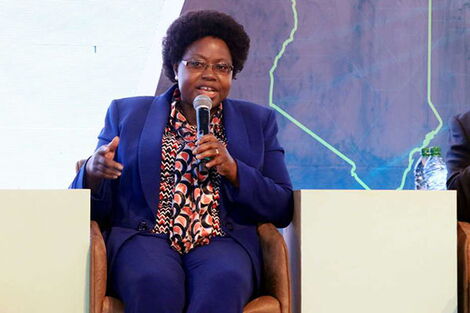 Newly appointed NTSA Chairperson Agnes Odhiambo speaks during the sixth devolution conference at Kirinyaga University on March 7, 2019.