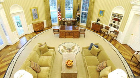 An aerial view of the Oval Office at the White House in US
