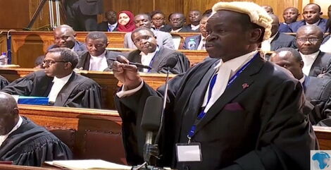 A file image of Kenyan lawyer and orator Patrick Lumumba during a past court session 