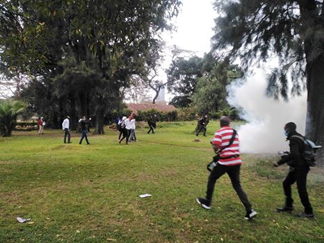 Police disperse protesters demonstrating against government corruption at Uhuru Park, Nairobi on Friday, August 21, 2020