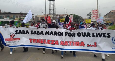 Protestors marching along Nairobi streets on July 7, 2020.