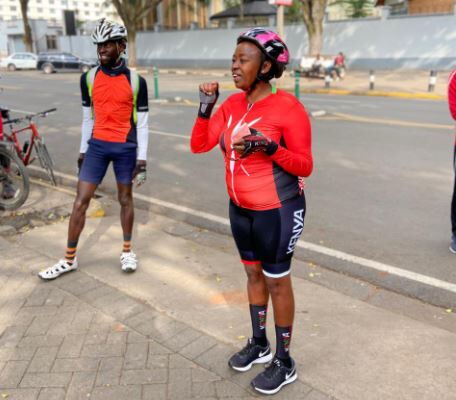 DP William Ruto's Wife Rachel Ruto with cyclists in Nairobi on October 24, 2020.