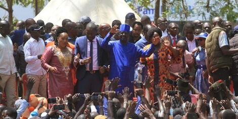 Azimio principals led by Raila Odinga at Jevanjee garden during the National Prayer Day on February 22, 2023