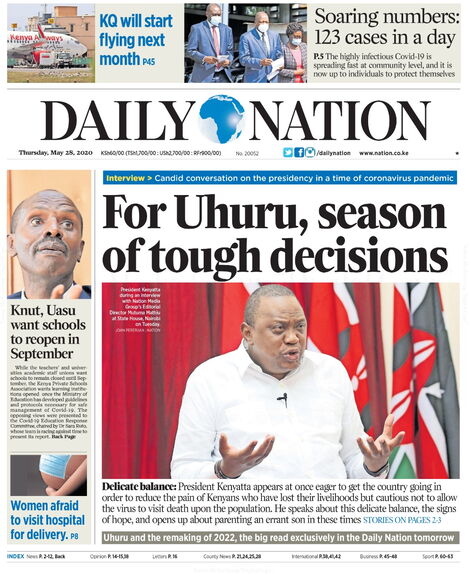 Legitimate Daily Nation cover on Thursday, May 28, 2020