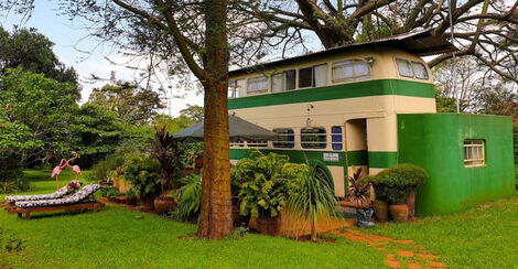 Renovated bus in a quiet paradise