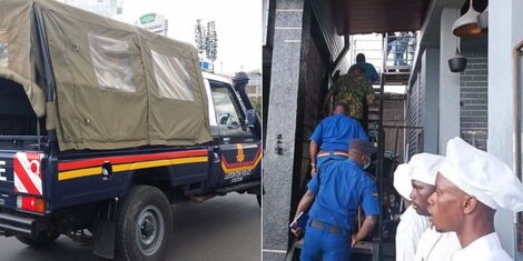 An image of a police van and police storming Rixxos Lounge.