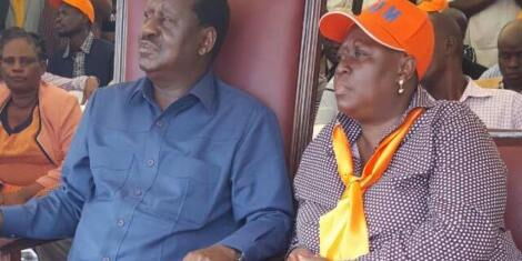 Ruth Odinga and ODM's leader Raila Odinga at a past function