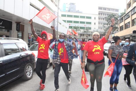 Youths taking part in annual Saba Saba protest are dispersed by teargas by police at Nairobi CBD on July 7, 2021. The human rights campaigners and youths were campaigning against what they termed as youth unemployment and harsh economic times