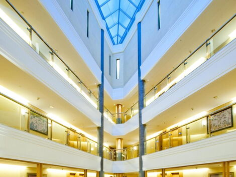 The atrium on the roof spilling natural light into the Sankara Hotel, Westlands.