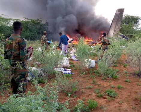 Crash scene of the African Express plane in Bardaale on Monday 4 May 4 2020.