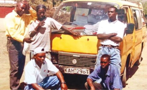 Lawrence Some with his matatu squad in 2000