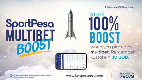 A Sportpesa advertisement on the Multibet Boost campaign 