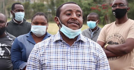 School suppliers address the media on Wednesday, July 8, 2020, in Murang'a County 