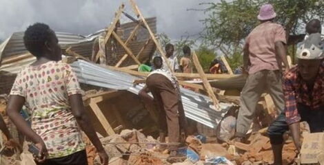 Residents during the evictions at Makima in Embu county on Saturday, April 24, 2021.