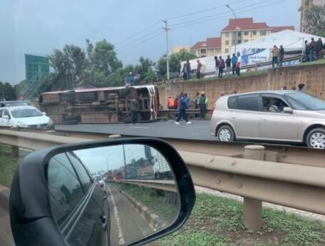 The accident on Thika Superhighway near Garden City on January 13, 2021.