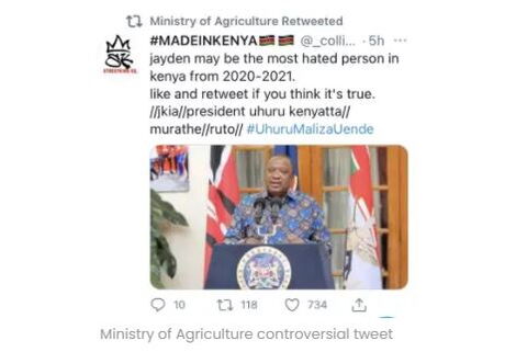 A controversial tweet posted on Ministry of Agriculture page