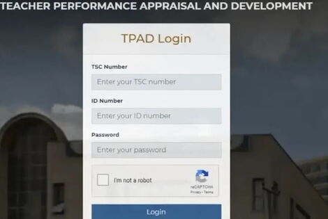 A screengrab of TPAD login 